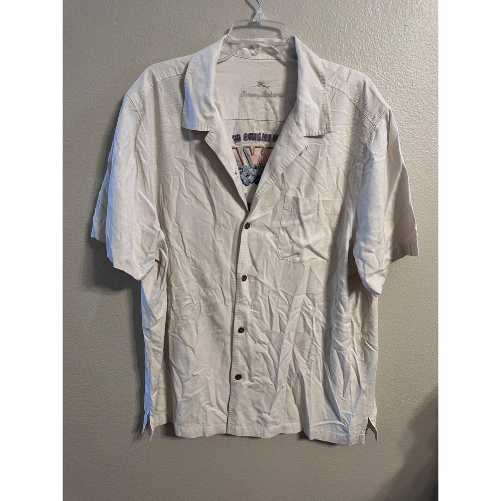 Tommy Bahama‎ XL Button Up Short Sleeve Shirt HAWAIIAN Islands Graphic